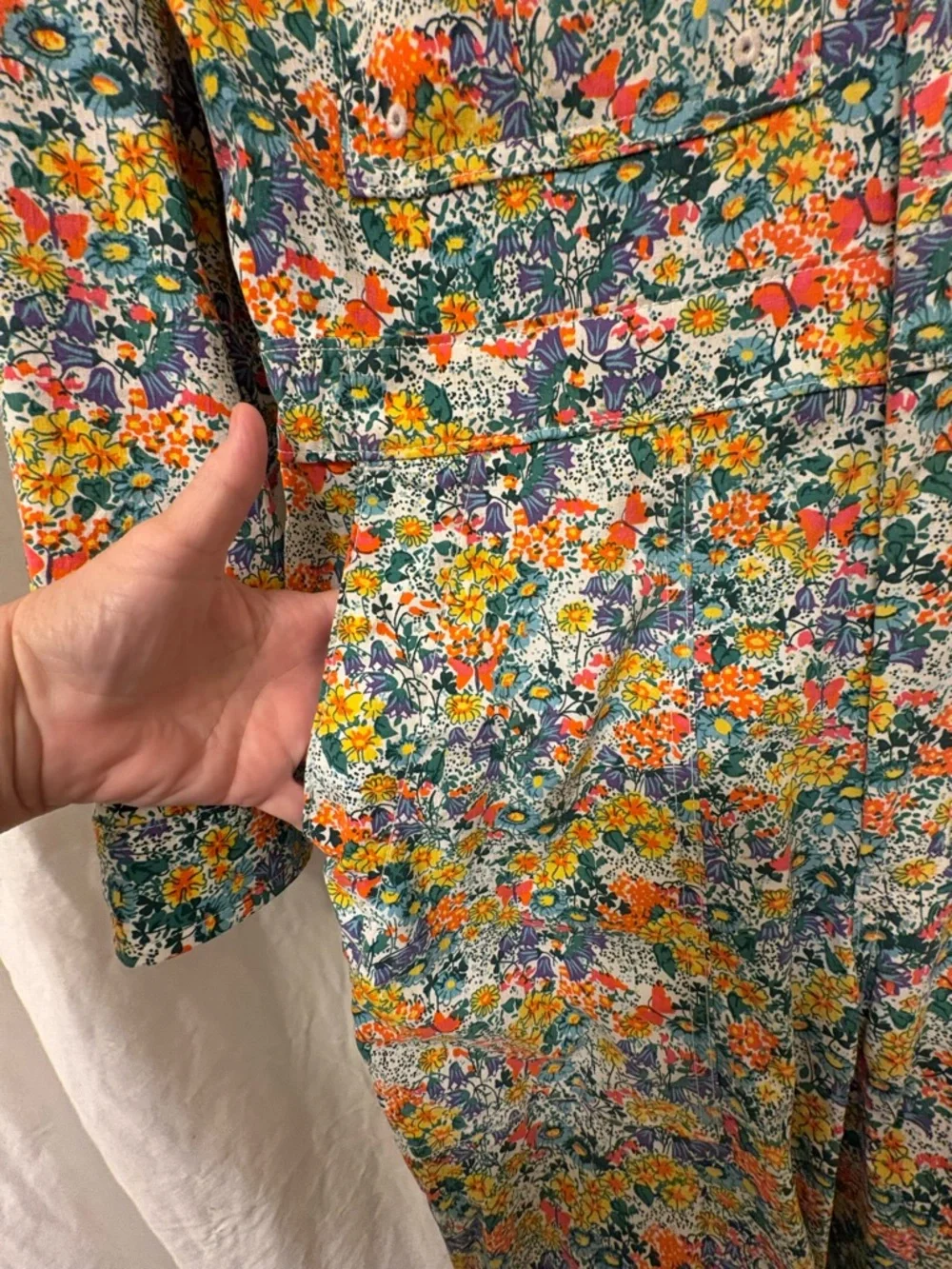 Duluth Trading Co. long sleeve heirloom floral jumpsuit. Size small. - Picture 3 of 10